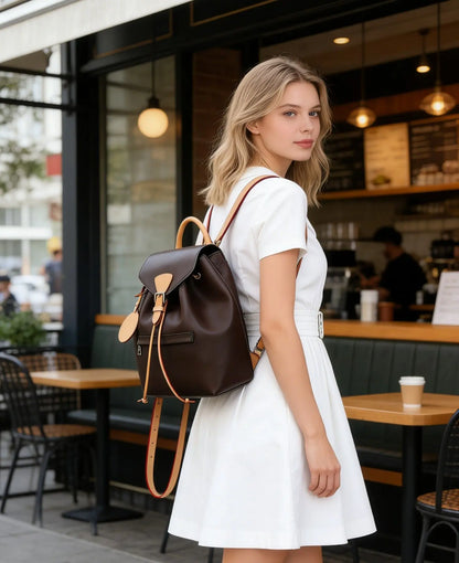 Fashion Designer Leather Women’s Small Backpack – Casual Luxury Everyday Bag