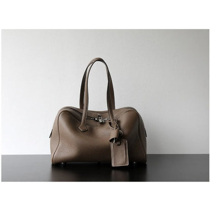 Premium Cowhide Boston Bag – Genuine Leather Large Capacity Women’s Bowling & Messenger Bag