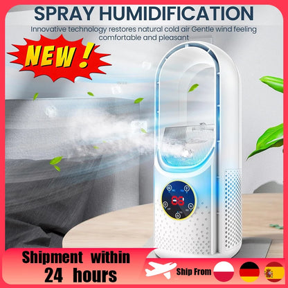 New Portable Mini Air Conditioner, USB Bladeless Cooling Fan, 6 Speed Silent Timed Air Cooler for Home Office