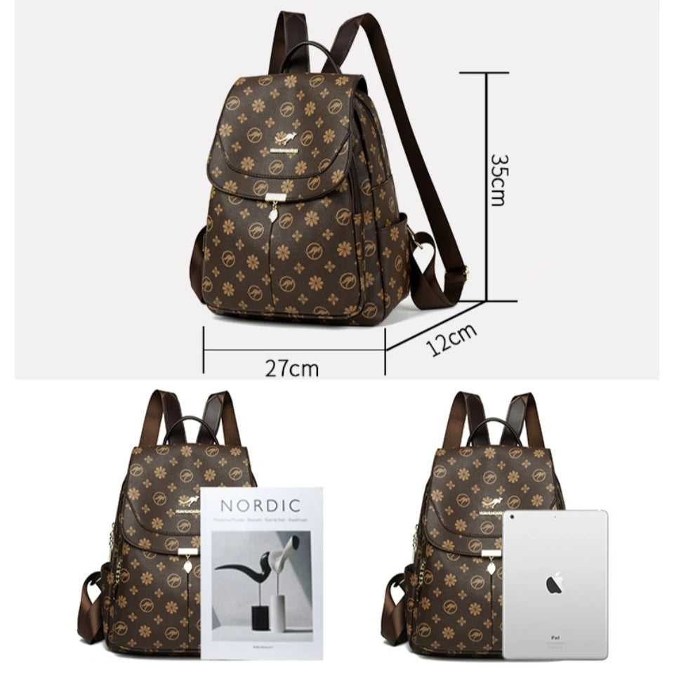 Luxury PU Leather Women’s Designer Backpack with Tassels – Large Capacity School & Travel Bag