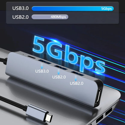 USB-C Hub Adapter – 4K HDMI, SD/TF Card Reader, USB 3.0 & Charging Dock for MacBook & Devices