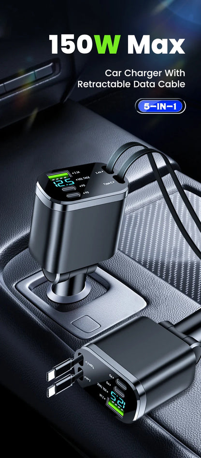 50W Car Charger PD30W – Fast Charging Cigarette Lighter Adapter with Voltage Display