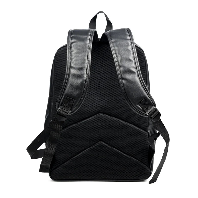 Men's PU Leather Backpack – Waterproof Travel & Laptop Bag 14"