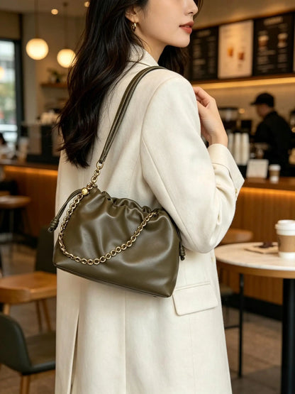 Designer stylish high-end textured leather cloud bag, luxurious ladies' high-quality shoulder and crossbody bag