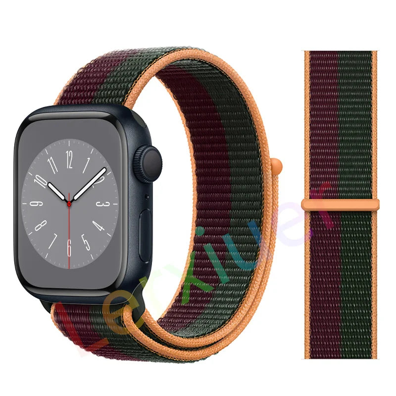 Nylon Loop Strap for Apple Watch Band 46mm 44mm 40mm 42mm 45mm 41mm 49mm 44 mm Bracelet iWatch Series Ultra 2 11 10 9 SE 7 6 5 4