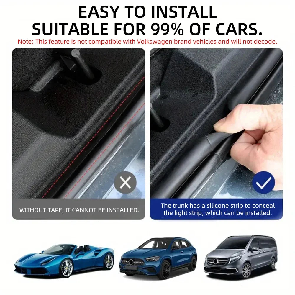 Universal RGB LED Trunk Ambient Light – APP Controlled Car Boot Decorative Lighting