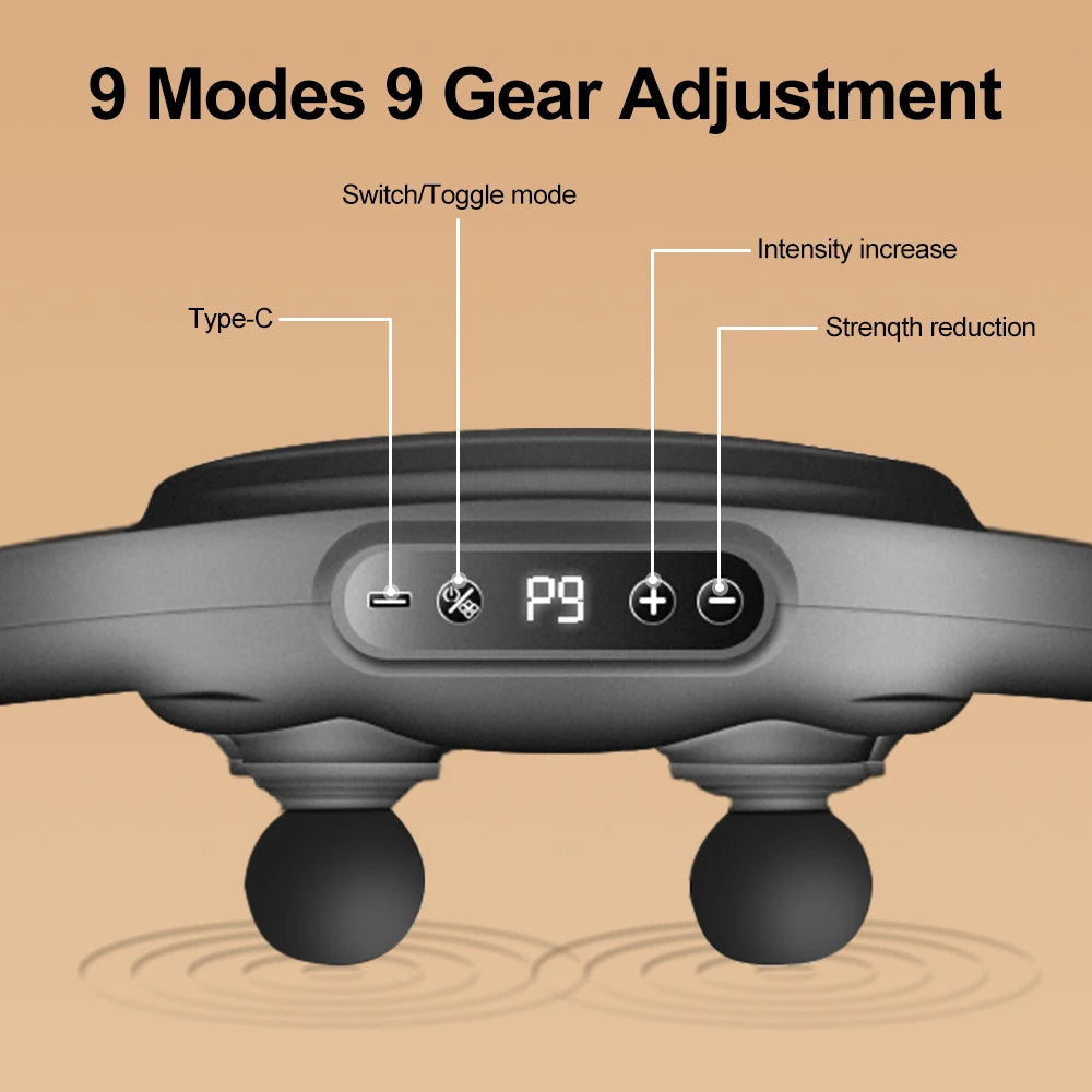 Six-Heads High Frequency Fascia Gun for Back Waist Shoulder Muscle Relaxation and Fitness Massage Gun 9 Modes Full Body Massager