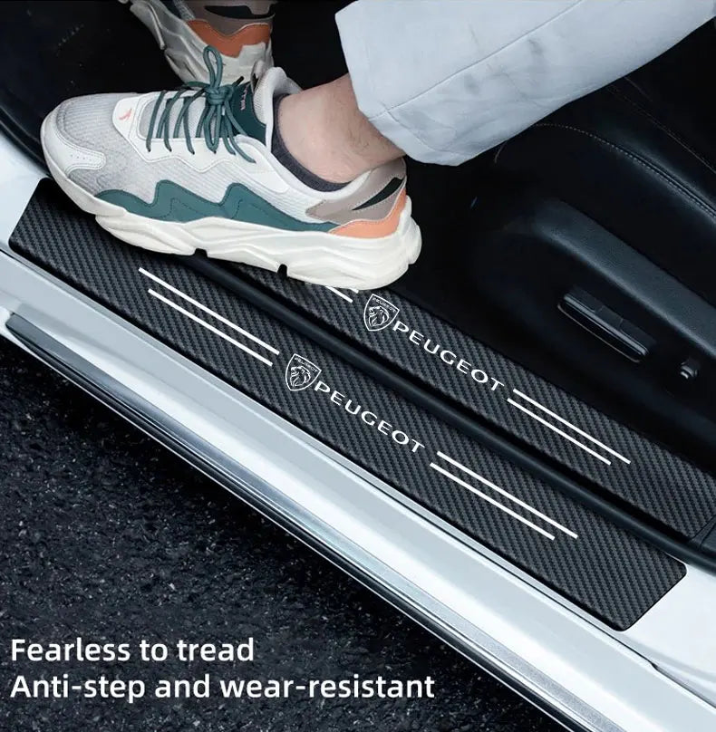 Car Accessories Car Door Sill Protector Welcome Pedal Decoration Leather Stickers For New Peugeot 206 208 207 3008 308 2008 107