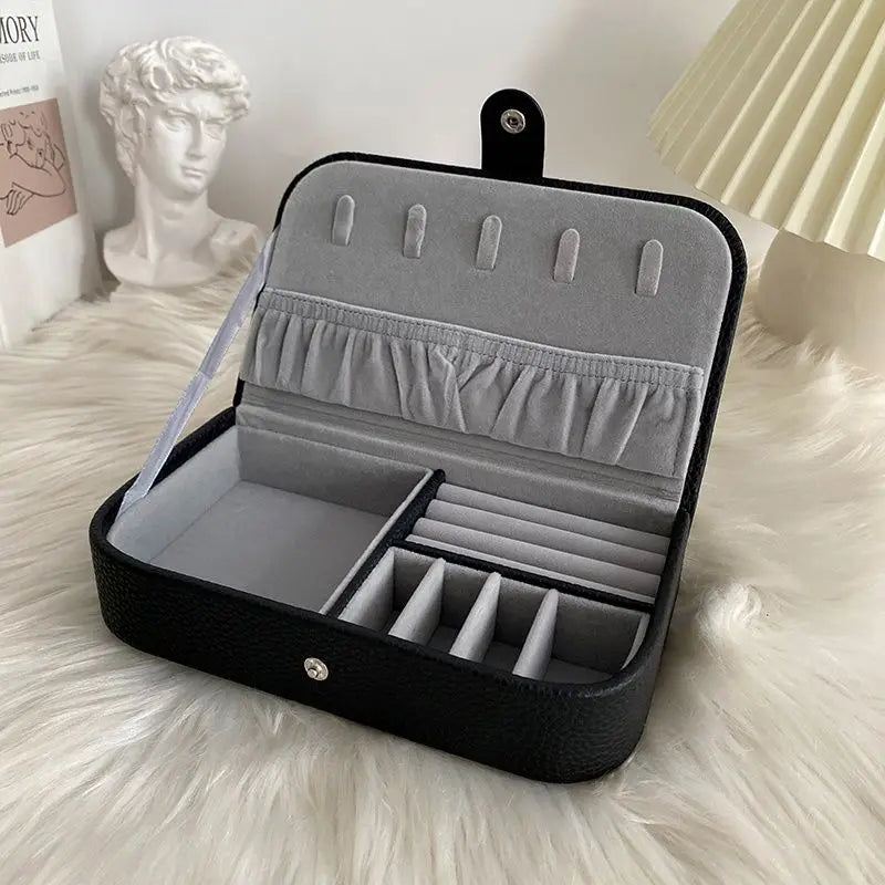 Portable Jewelry Box – Travel Organizer Case with Soft Chenille Interior