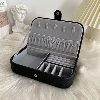 Portable Jewelry Box – Travel Organizer Case with Soft Chenille Interior