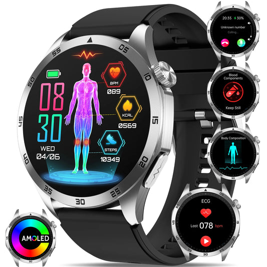 Marsyu Health Smartwatch – ECG+PPG, Bluetooth Call, Multi Health Monitor