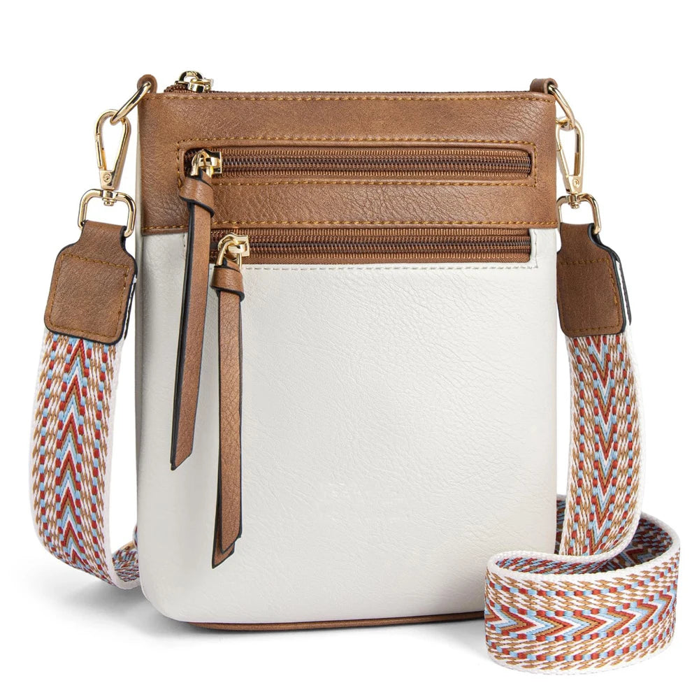 Women’s Double Zipper Crossbody Bag – Casual Retro Shoulder Phone Bag
