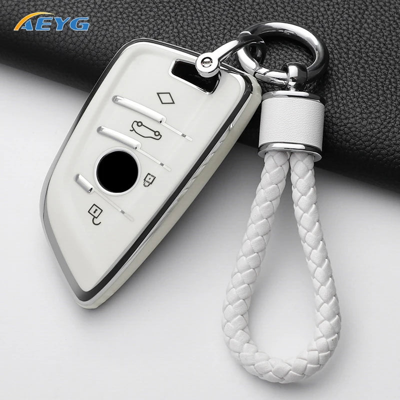TPU Smart Remote Key Case Cover for BMW with Keychain
