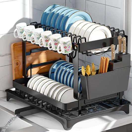 Kitchen bowl rack drain rack Double-layer Tableware Drain Rack Chopsticks Water Cup Cutting Board Kitchen Storage Rack