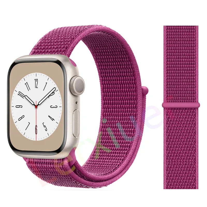 Nylon Loop Strap for Apple Watch Band 46mm 44mm 40mm 42mm 45mm 41mm 49mm 44 mm Bracelet iWatch Series Ultra 2 11 10 9 SE 7 6 5 4