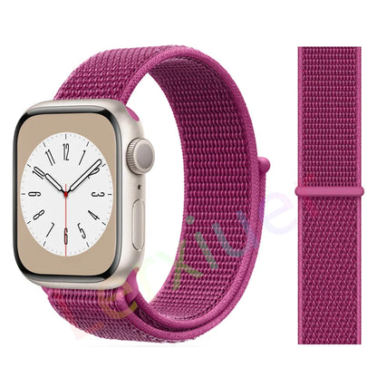 Nylon Loop Strap for Apple Watch Band 46mm 44mm 40mm 42mm 45mm 41mm 49mm 44 mm Bracelet iWatch Series Ultra 2 11 10 9 SE 7 6 5 4