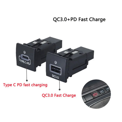 USB Car Charger Socket QC3.0 & Type-C PD for VW Golf 6, Jetta 5, Scirocco (2006–2012) – 12V/24V