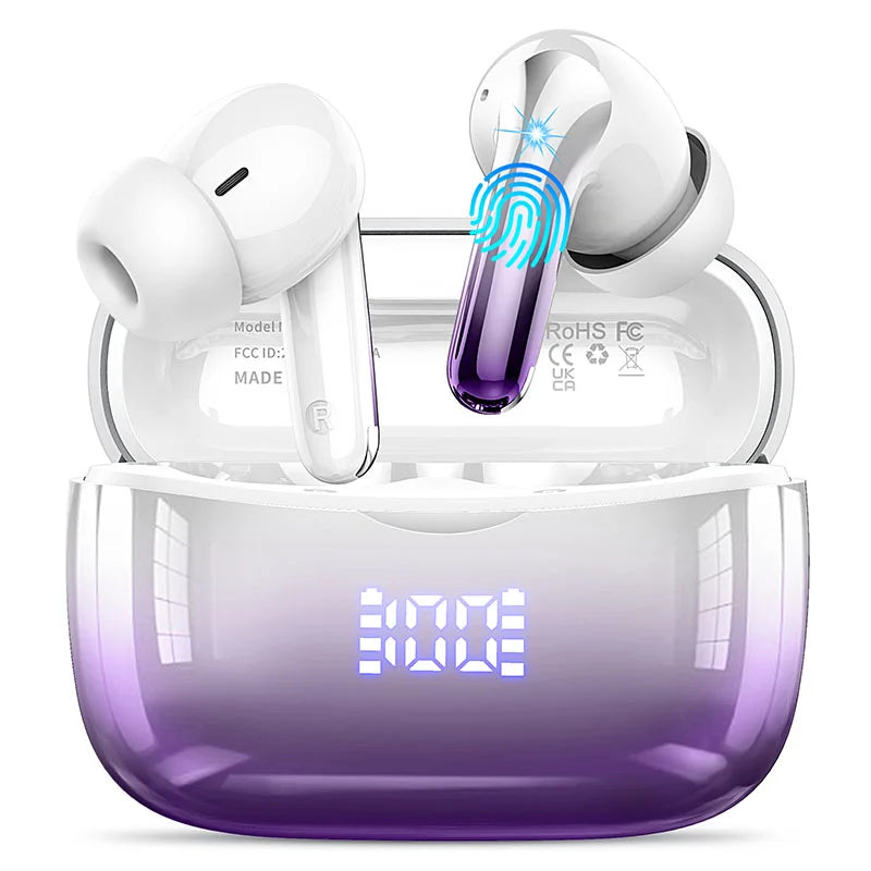 Bluetooth 5.3 Earbuds – 50H Playtime, LED Display, IPX7 Waterproof