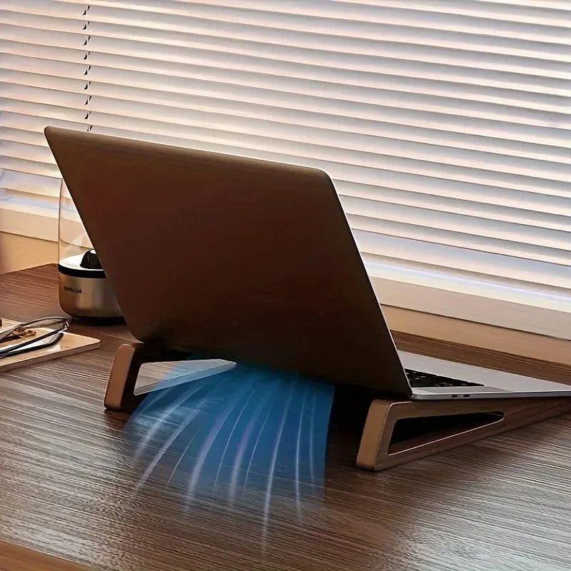 Portable Foldable Wooden Laptop Stand – Ergonomic 12° Angle, Ventilation Design