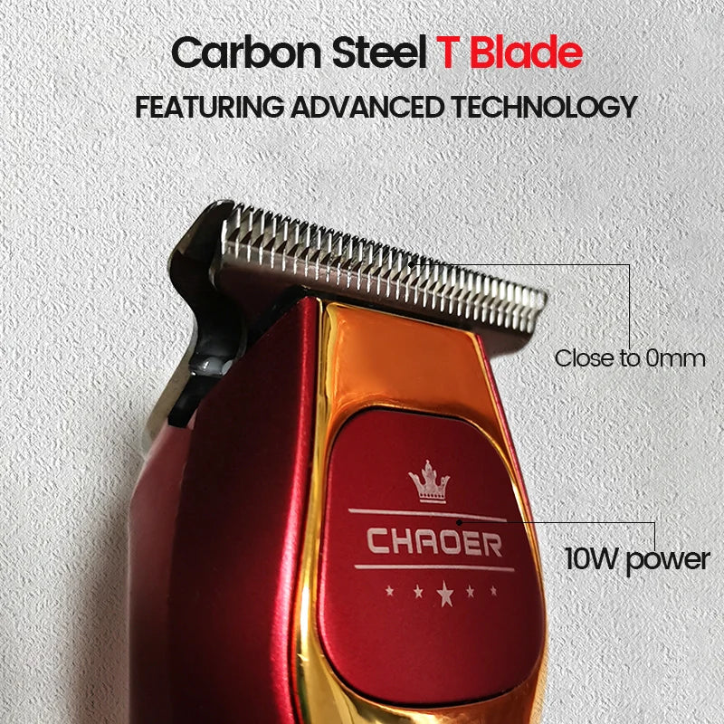 Powerful Professional Hair Trimmer Men 0 MM T Blade Electric Clipper Rechargeable Barber Haircut Machine Beard Trimmer Shaver