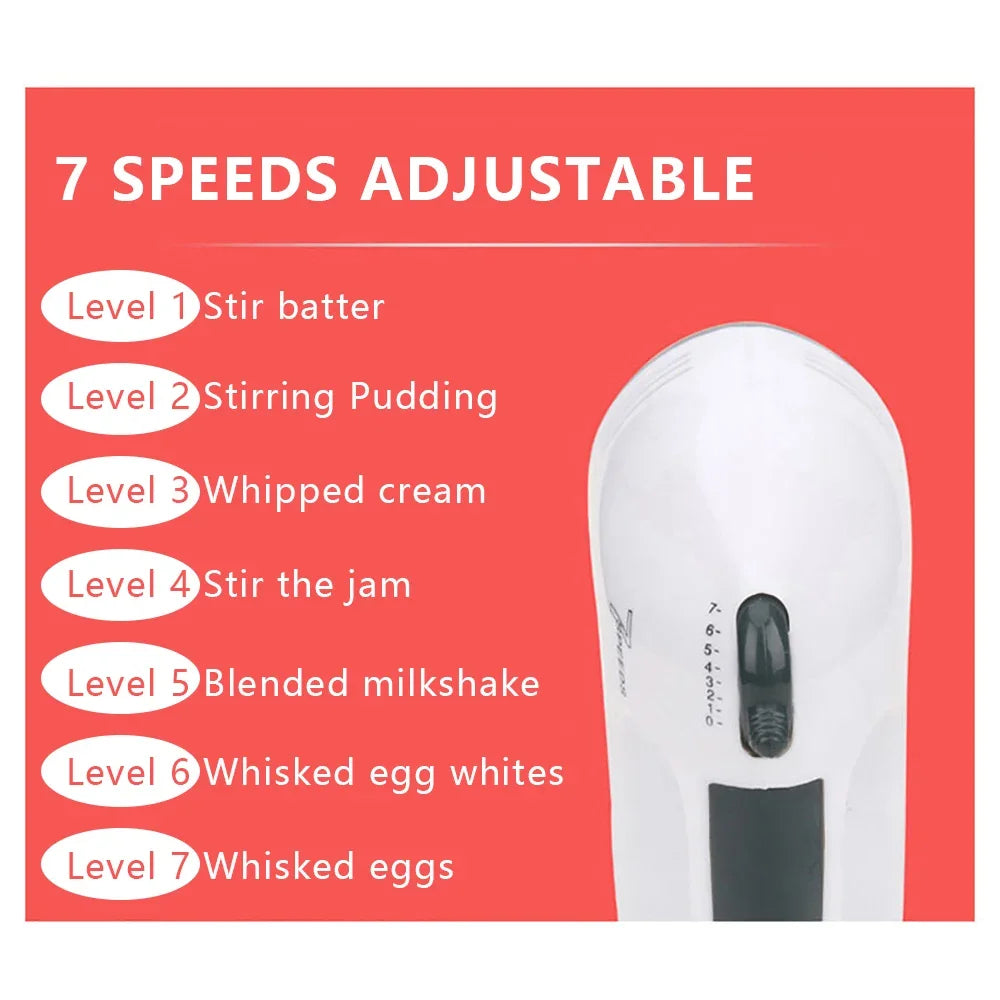 Electric Food Cake Dough Mixer DIY Set 7 Speed Control Beaters 1.7L Rotating Mixing Bowl Kitchen Multi Blender 100W EU plug