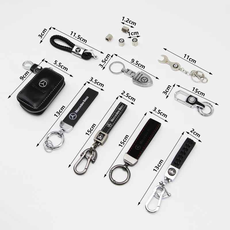 Metal/Leather Keychain Hand-Woven Key Rope Key Ring Key Holder For Mercedes Benz AMG W204 W205 W212 W213 W221 W117 W177 GLA GLE