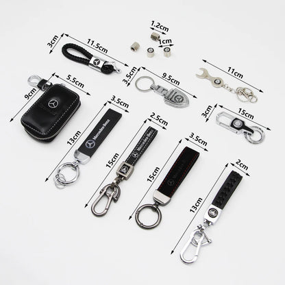 Metal/Leather Keychain Hand-Woven Key Rope Key Ring Key Holder For Mercedes Benz AMG W204 W205 W212 W213 W221 W117 W177 GLA GLE