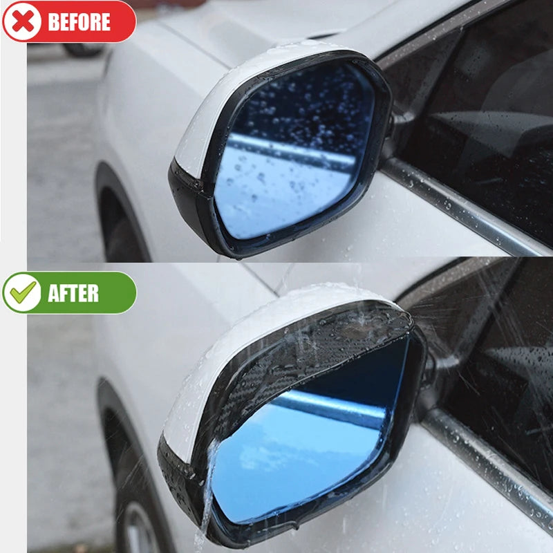2PCS Universal Car Side Mirror Rain Visors – Carbon-Fiber Style Flexible Guards