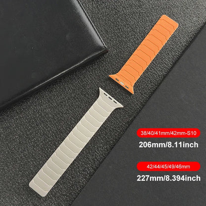 Magnetic Silicone Strap for Apple Watch – Adjustable Band (38–49mm, Ultra & Series Compatible)