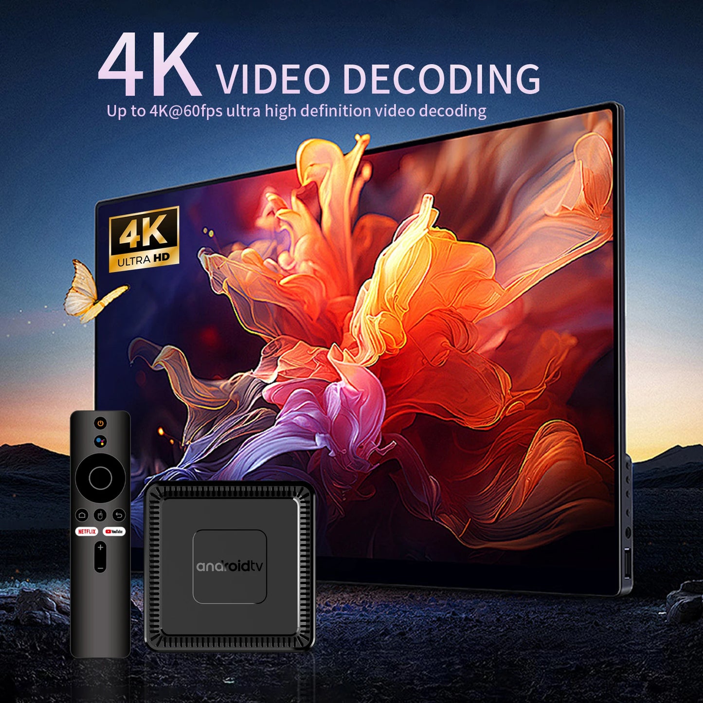 Q7 New Android 14 TV Box 8GB+128GB Smart Network Set-Top Box Supports WiFi 6 Bluetooth 5.0 4K HDR10 Voice Remote Control TV Box