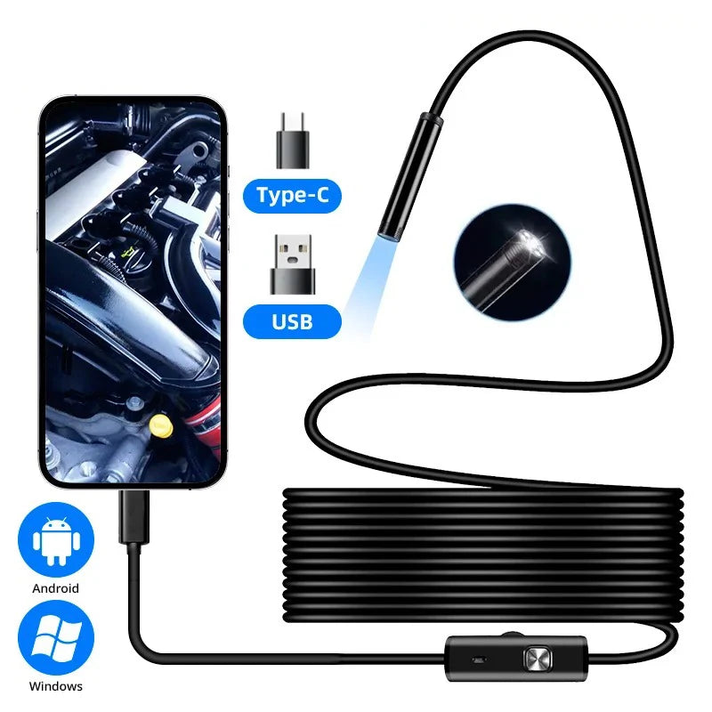 Type-C Endoscope Camera 5.5/7.0mm – Waterproof Inspection Borescope with LED for Android & PC