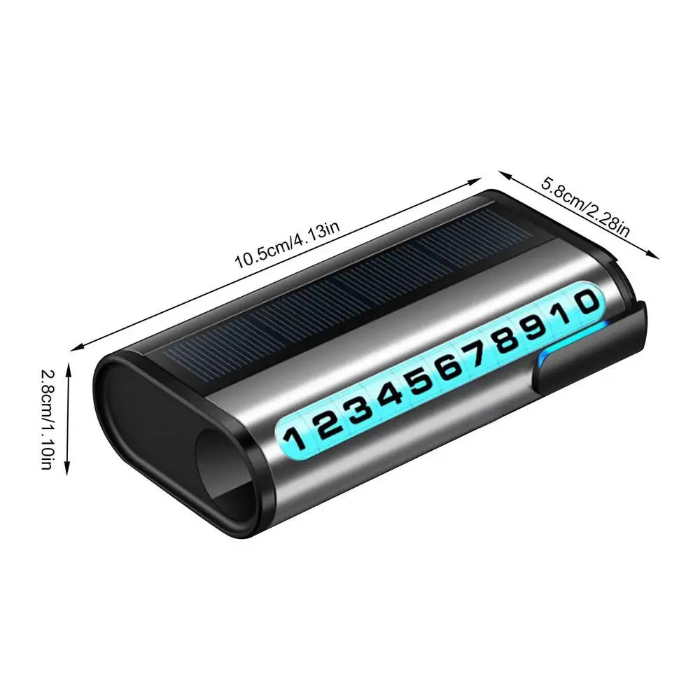 LED Solar Parking Phone Number Card – Luminous 3 Colors (Universal Car)