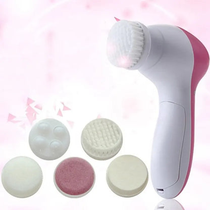 5-in-1 Electric Facial Cleansing Brush – Deep Clean & Skin Care Massager