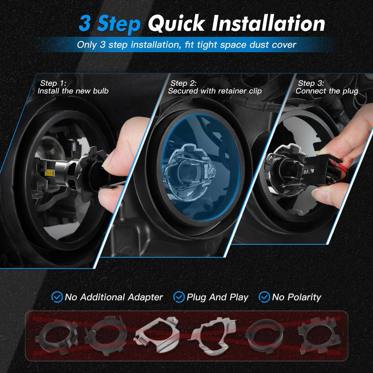 BEVINSEE H7 LED CANBUS Headlight Bulbs – 12000LM Super Bright 6000K White Light