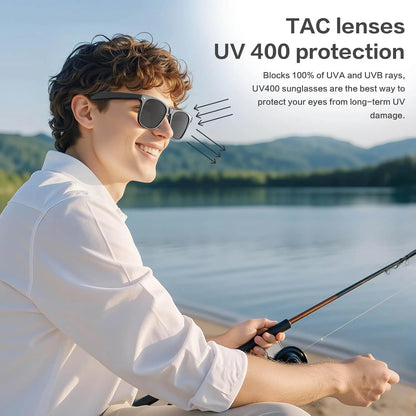 AI Smart Camera Glasses – Photo/Video Recording, Translation & Call Sunglasses (Waterproof)