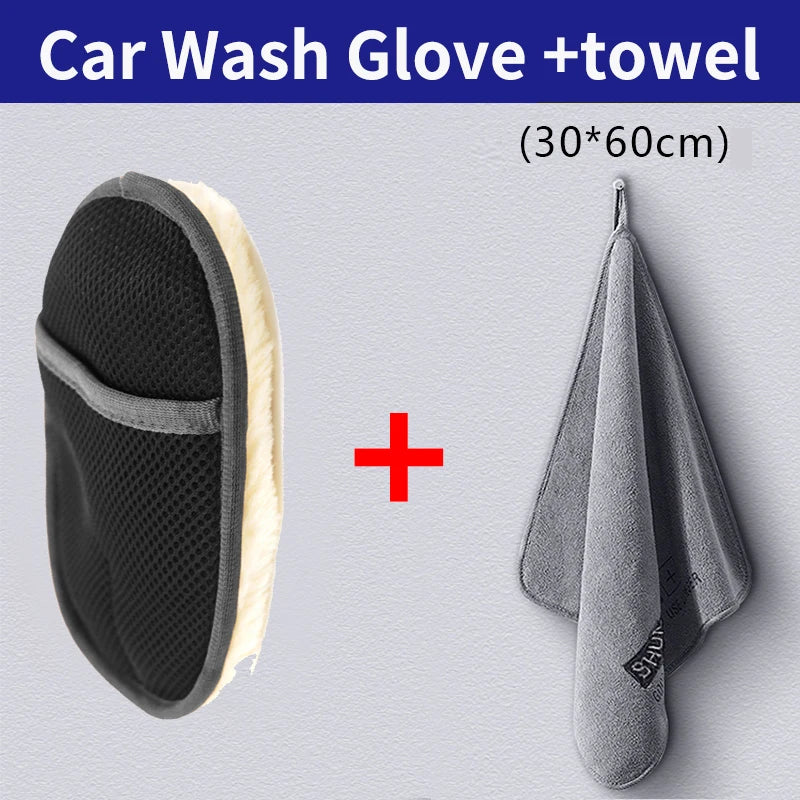 Soft Wool Car Wash Gloves – Plush Cleaning Mitt for Car & Motorcycle Care