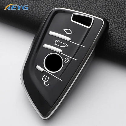 TPU Smart Remote Key Case Cover for BMW with Keychain