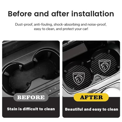 2Pcs Car coaster water anti slip pad silicone waterproof interior accessories For New Peugeot 206 208 207 3008 308 2008 107 508