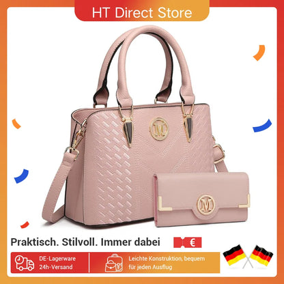 Miss Lulu WOMEN'S handbag Medium WOMEN'S Shopper Set Elegant PU leather handbag Ideal for Everyday Work