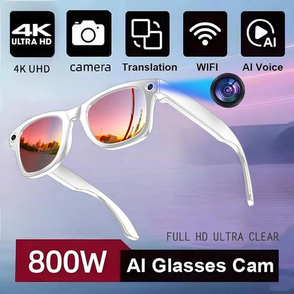 AI Smart Camera Glasses – Photo/Video Recording, Translation & Call Sunglasses (Waterproof)