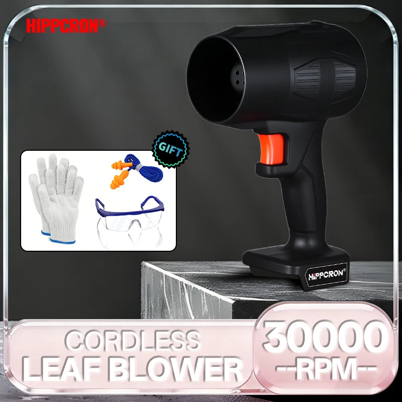 HIPPCRON 30000RPM Cordless Leaf Blower Handheld Leaf Blower Portable Electric Turbo Fan Dust Snow Blowing For Makita 21V Battery