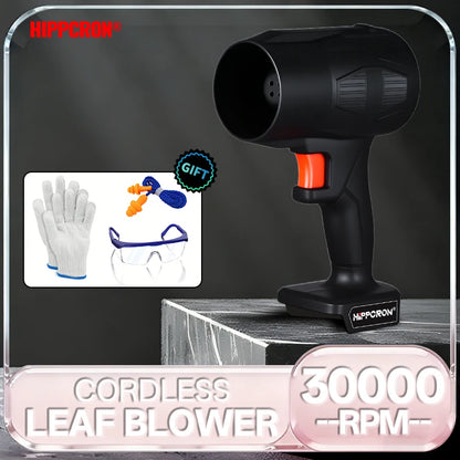 HIPPCRON 30000RPM Cordless Leaf Blower Handheld Leaf Blower Portable Electric Turbo Fan Dust Snow Blowing For Makita 21V Battery