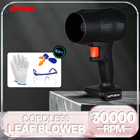 HIPPCRON 30000RPM Cordless Leaf Blower Handheld Leaf Blower Portable Electric Turbo Fan Dust Snow Blowing For Makita 21V Battery