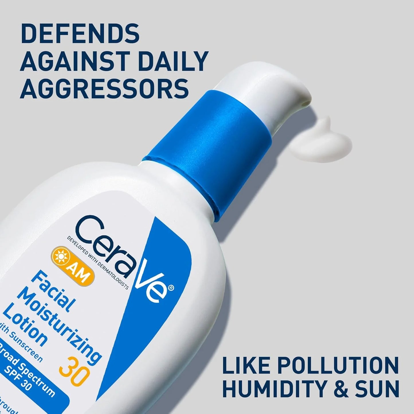 CeraVe AM Facial Moisturizing Lotion SPF 30, Oil-Free, with Hyaluronic Acid, Niacinamide & Ceramides, 3oz