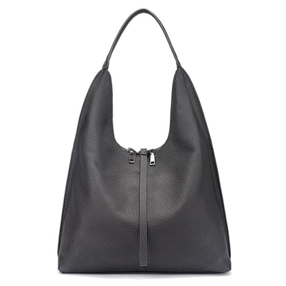 Zency Genuine Leather Hobo Bag – Large Capacity Cowhide Shoulder Tote for Women