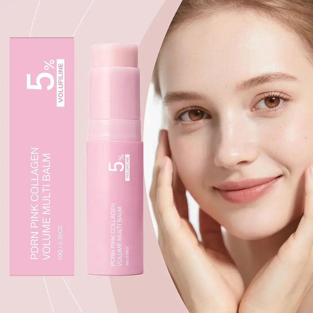 5% Volufiline PDRN Pink Collagen Volume Multi Balm LongLasting Hydrating Plumping Moisturizing Skin Care Stick for Face and Body