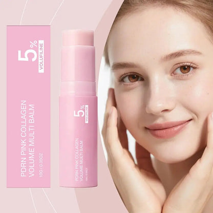 5% Volufiline PDRN Pink Collagen Volume Multi Balm LongLasting Hydrating Plumping Moisturizing Skin Care Stick for Face and Body