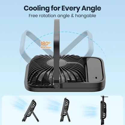 Mini USB Desk Fan – Portable 3-Speed 180° Rotation Quiet Personal Fan