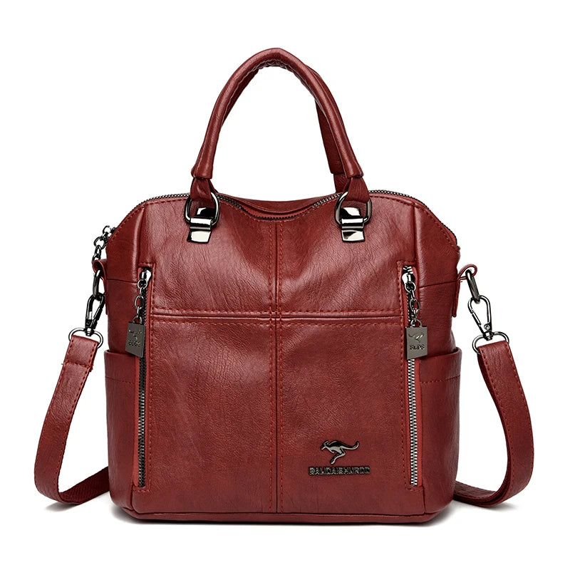 Hot Sale High Quality Leather Backpack Women Shoulder Bags Multifunction Travel Backpack School Bags for Girls Bagpack Mochila