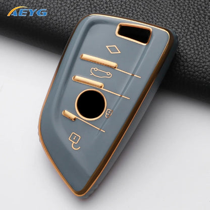 TPU Smart Remote Key Case Cover for BMW with Keychain